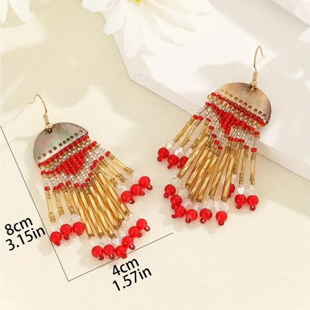 Blue Boho-Chic Handcrafted Beaded Dangle Earrings